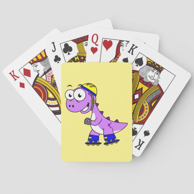 Jeu De Cartes Illustration D'Un Tyrannosaurus Rex De Patinage. (dos)