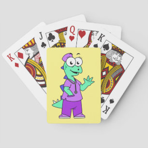 Jeu De Cartes Illustration D'Une Infirmière Stegosaurus.
