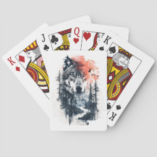Jeu De Cartes Illustration Duo Tone Wolf