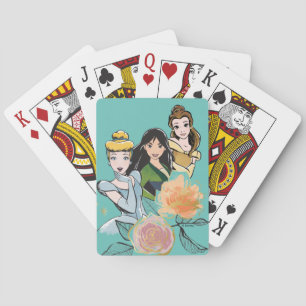 Jeu De Cartes Illustration florale Cendrillon, Mulan et Belle