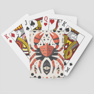 Jeu De Cartes Illustration géométrique du crabe rouge
