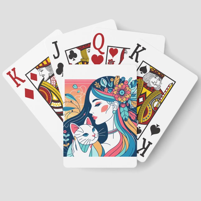 Jeu De Cartes Illustration graphique de Cat Lady (Verso)