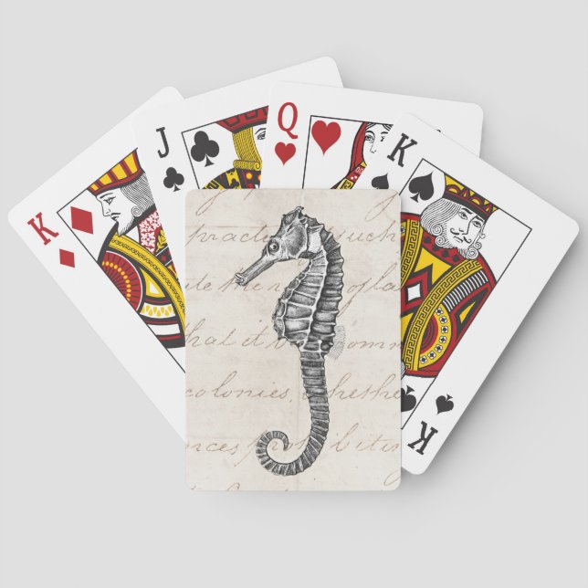 Jeu De Cartes Illustration hawaïenne d'hippocampe de 1800s (dos)