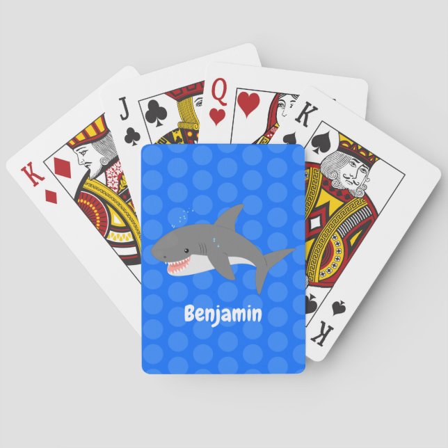 Jeu De Cartes Illustration joyeuse du grand requin blanc (dos)
