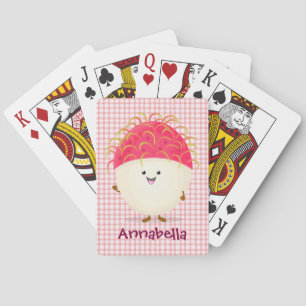 Jeu De Cartes Illustration mignon du ramboutan rose