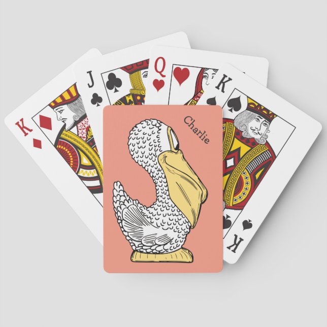 Jeu De Cartes Illustration Pelican nom personnalisé jouer aux ca (dos)