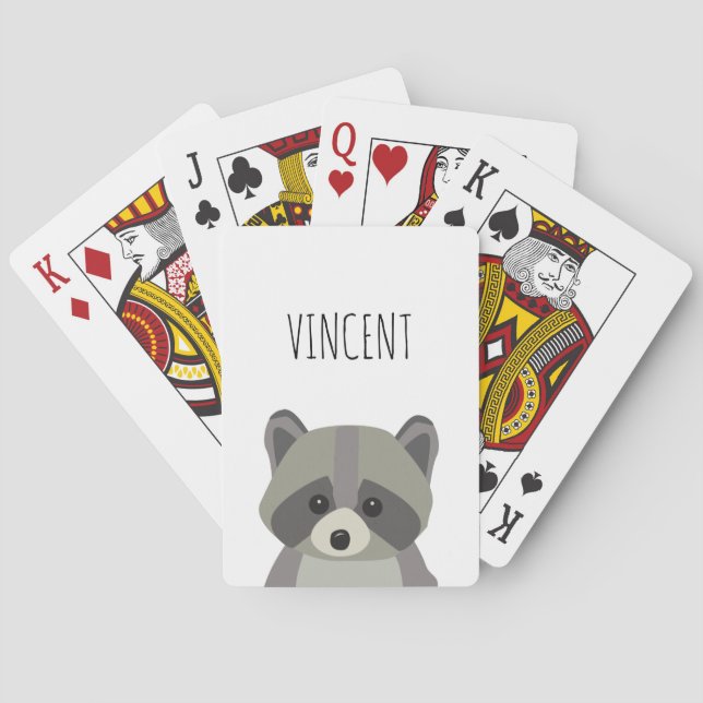 Jeu De Cartes Illustration personnalisée Cute Modern raccoon (dos)