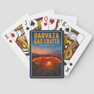 Jeu De Cartes Illustration rétro du cratère de gaz de Darvaza au
