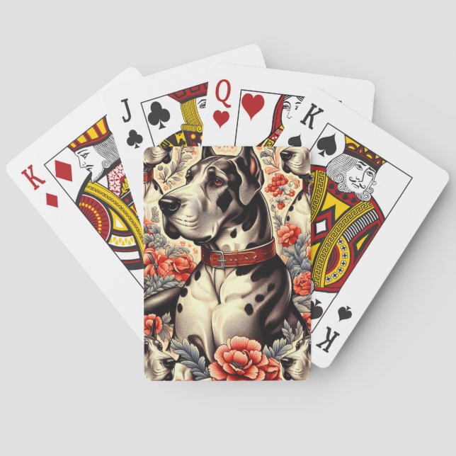 Jeu De Cartes Illustration Retro Great Dane (dos)