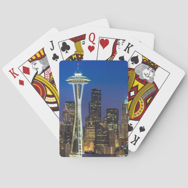 Jeu De Cartes Image de Seattle Skyline le matin. (dos)