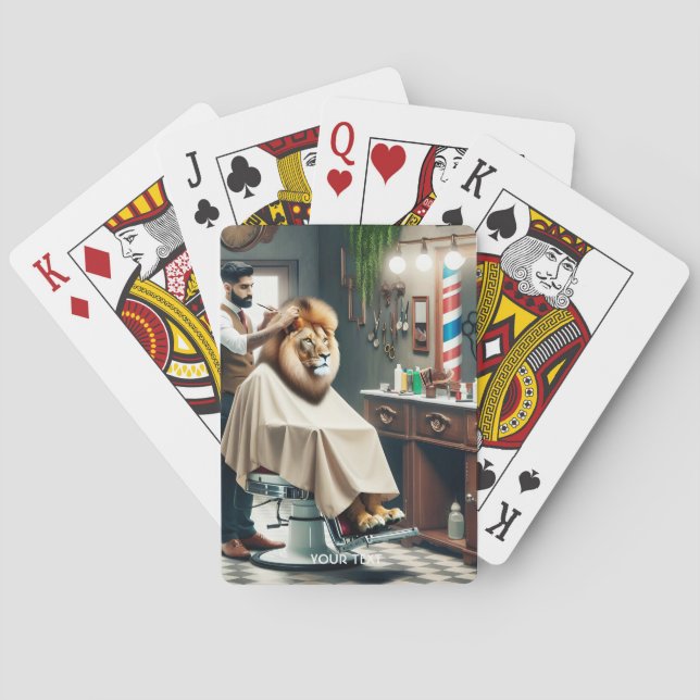 Jeu De Cartes Imaginaire Cute Barber Lion Coupe de cheveux (dos)