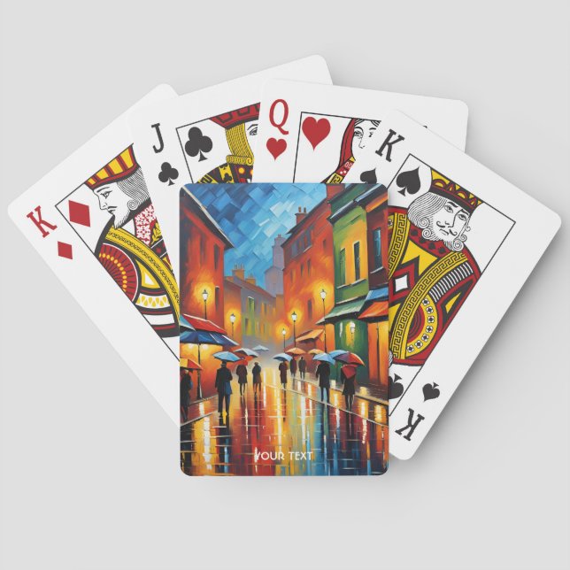 Jeu De Cartes Imaginaire Cute Vivid Pluie Impressionnisme Ville (dos)