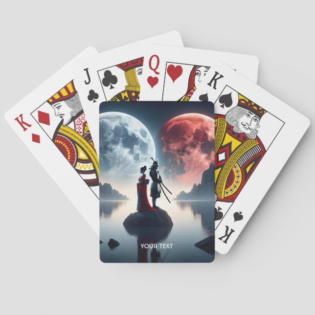 Jeu De Cartes Imaginaire mignonne Samurai femme lunes (dos)