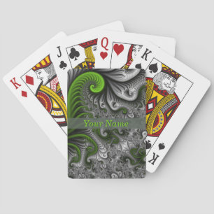 Jeu De Cartes Imaginaire Monde Vert Et Gris Nom Fractal Abstrait