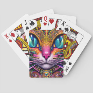 Jeu De Cartes Imaginaire psychédélique Chat Caractère Portrait