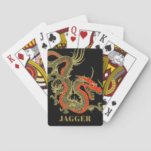 Jeu De Cartes Imaginaire rouge noir Dragon chinois