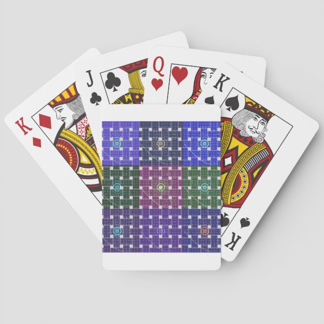Jeu De Cartes Impression À damiers bleu et violet (dos)