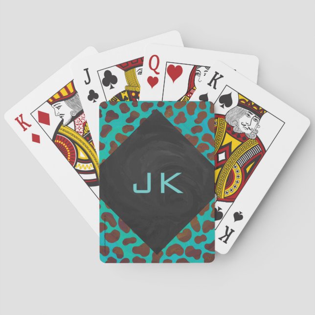 Jeu De Cartes Impression Brown et Turquoise dalmate (dos)