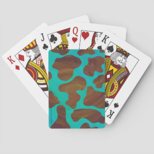Jeu De Cartes Impression Brown et Turquoise de vache