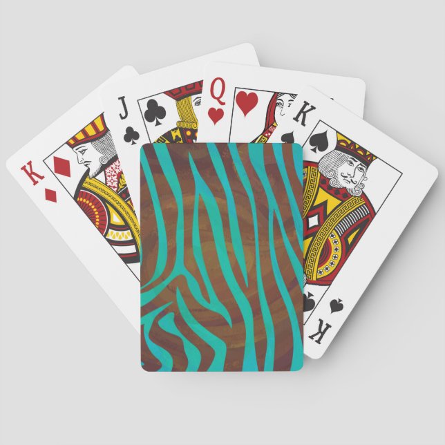 Jeu De Cartes Impression Brown et Turquoise Zebra (dos)