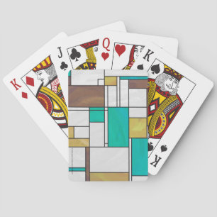 Jeu De Cartes Impression Brown jaune Turquoise Mondrial