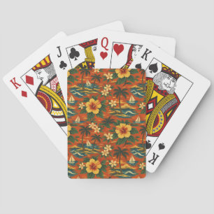 Jeu De Cartes Impression de chemise hawaïenne vibrante du milieu