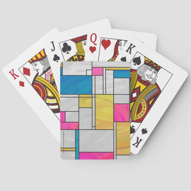 Jeu De Cartes Impression Mondrial jaune rose (dos)