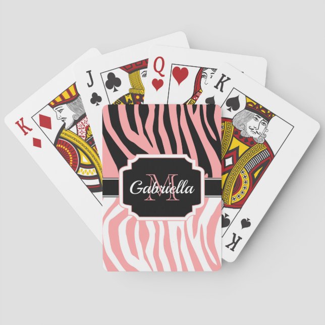 Jeu De Cartes Impression Zèbre rose (dos)