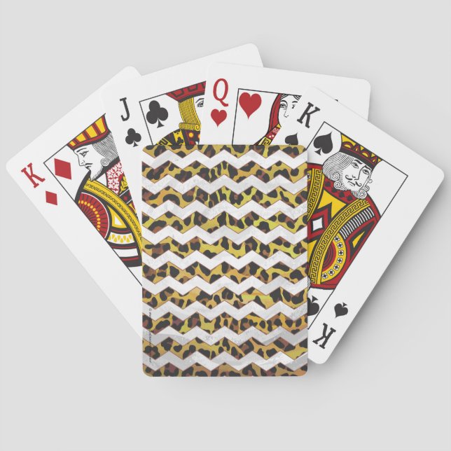Jeu De Cartes Imprimerie Leopard Brown et jaune Cevron (dos)