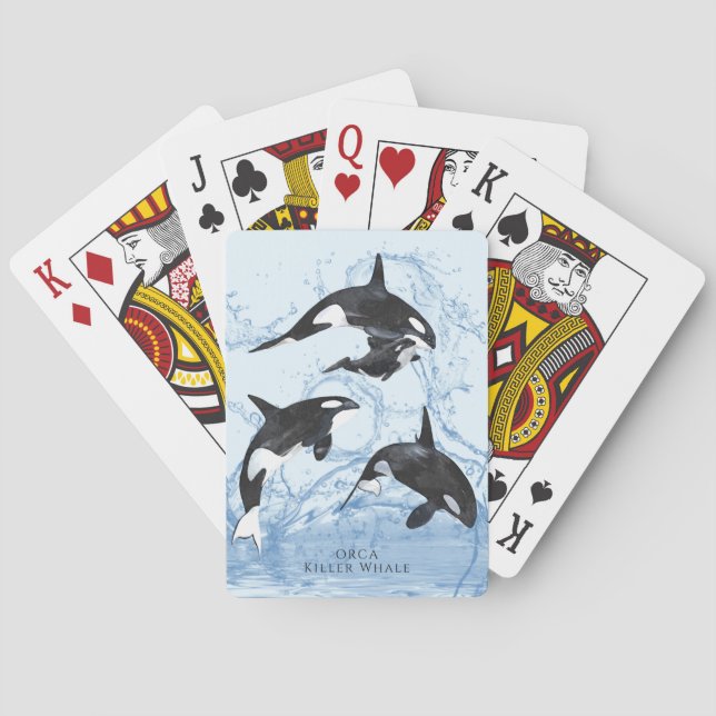 Jeu De Cartes Incroyable Orques d'aquarelle noire et blanche (dos)