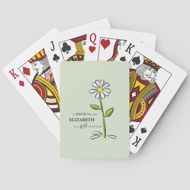 Jeu De Cartes Infirmière Anniversaire Religieux Vert Fête Person (dos)