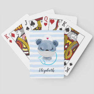 Jeu De Cartes Infirmière de l'ours mignonne portant un Masque Mé