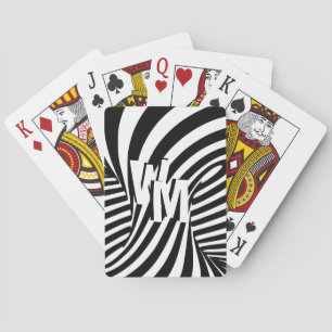Jeu De Cartes Initiales de modèle Abstrait Zèbre noir rétro