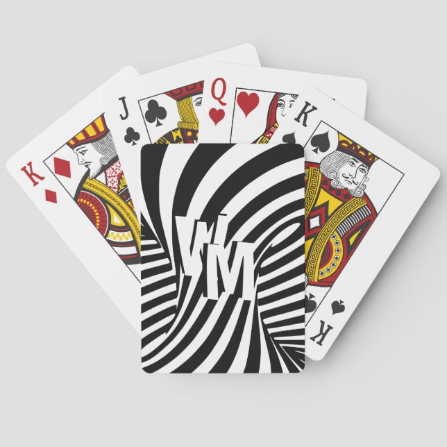 Jeu De Cartes Initiales de modèle Abstrait Zèbre noir rétro (dos)