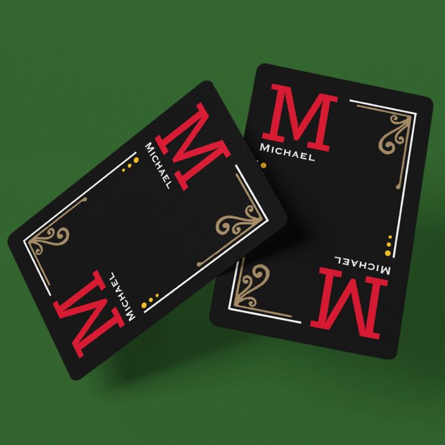 Jeu De Cartes Initiales du lecteur cool élégant - Noir personnal (Créateur téléchargé)