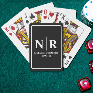Jeu De Cartes Initiales mariage Monogramme Et Groom