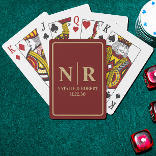 Jeu De Cartes Initiales mariage Monogramme Et Groom