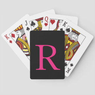 Jeu De Cartes Initiales monogrammes Cadeau de fille noire rose