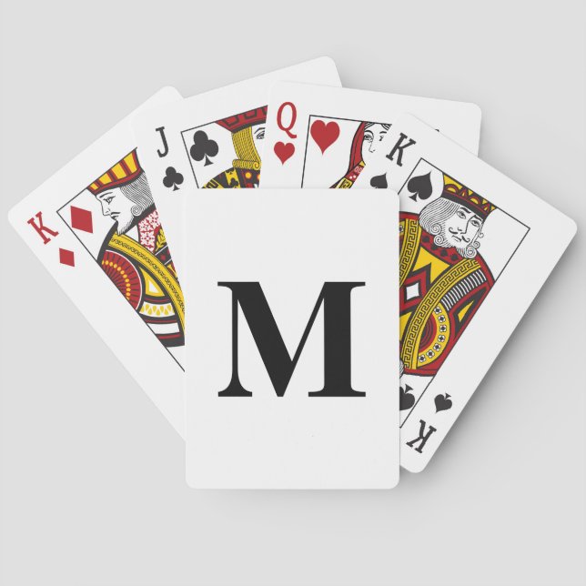 Jeu De Cartes Initiales Monogrammes Noir Blanc Nom personnalisé  (dos)