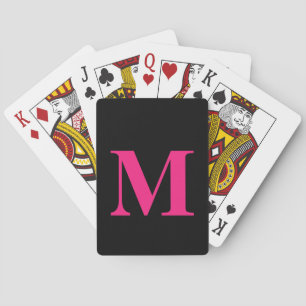 Jeu De Cartes Initiales monogrammes Rose Black Girly Cadeau Favo