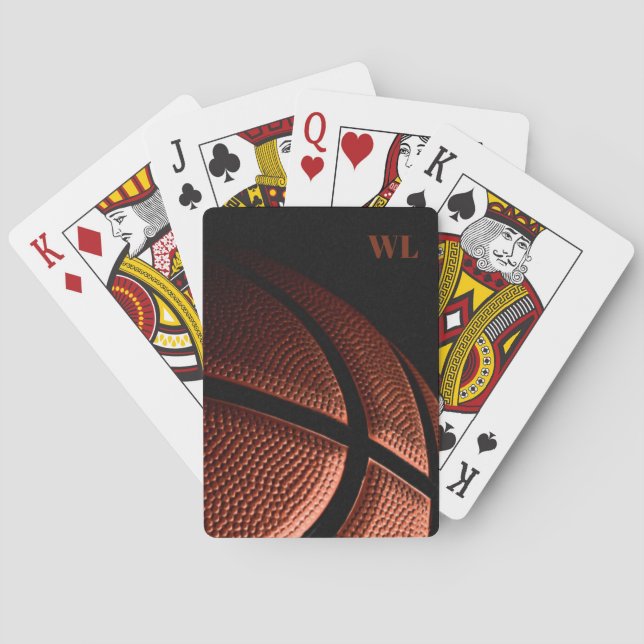 Jeu De Cartes Initiales monographiques personnalisées | Basketba (dos)