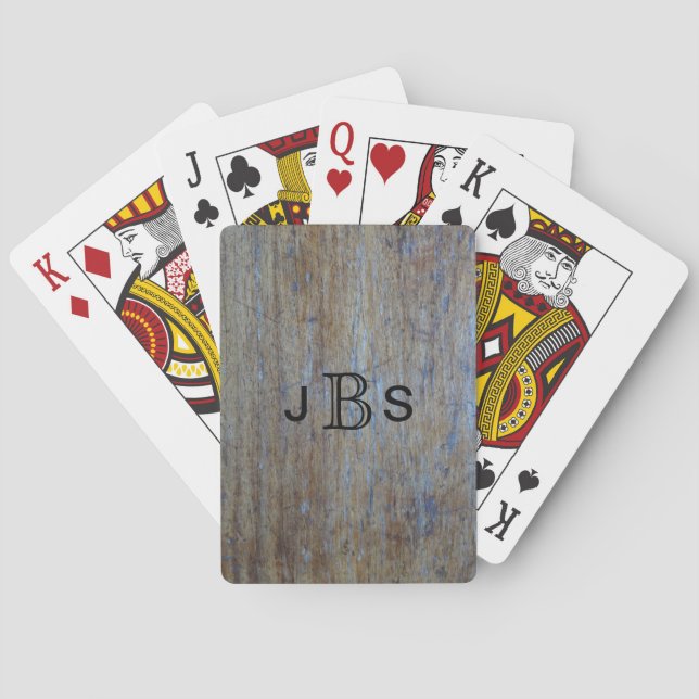 Jeu De Cartes Initiales monographiques personnalisées | Bois rus (dos)