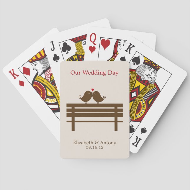 Jeu De Cartes Inséparables sur le Mariage Park Bench (dos)