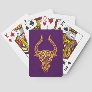 Jeu De Cartes Intricate Yellow Taurus Zodiac on Purple