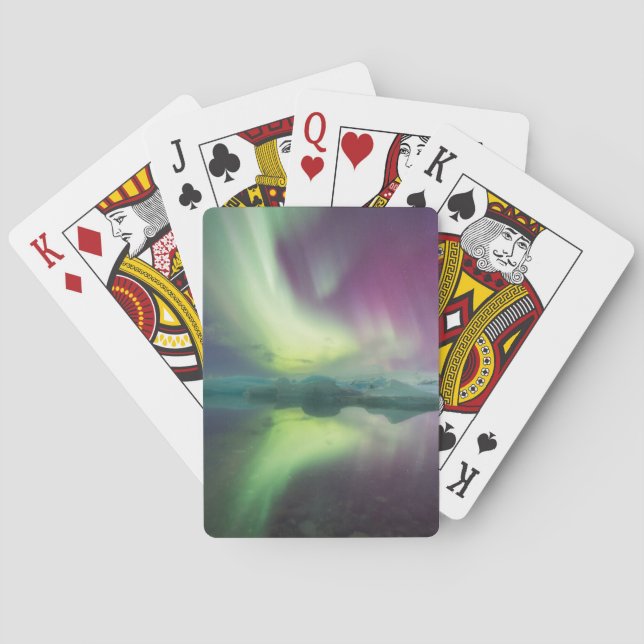 Jeu De Cartes Islande, Jokulsarlon. Les lumières Aurora reflèten (dos)