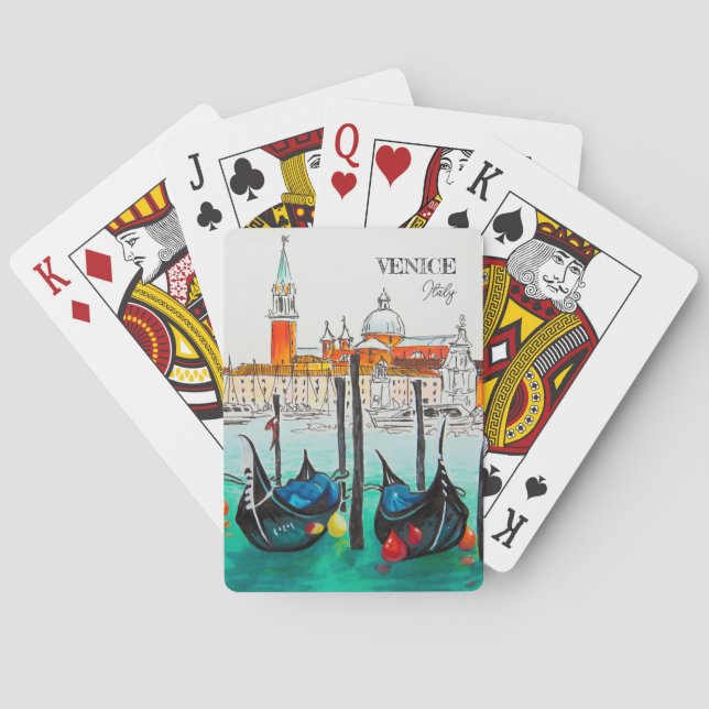 Jeu De Cartes Italie Voyage - VENICE aquarelle souvenir (dos)