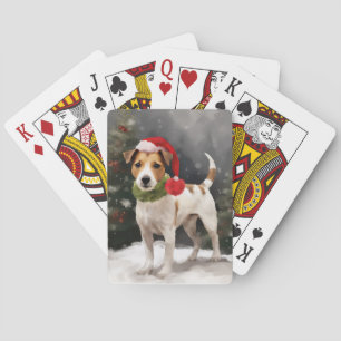 Jeu De Cartes Jack Russell Chien à Noël de neige