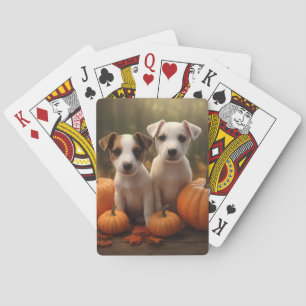Jeu De Cartes Jack Russell Puppy Automne Citrouille de plaisir