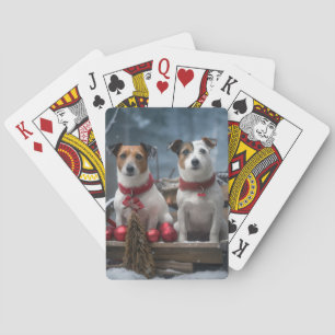 Jeu De Cartes Jack Russell Snowy Sleigh Décor de Noël