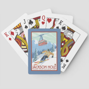 Jeu De Cartes Jackson Hole, skieur du Wyoming et tram